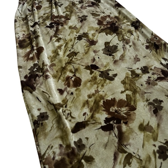 Y2K Maurices Olive Green Floral Abstract Maxi Skirt Size Medium Made in USA - Picture 2 of 9